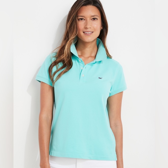 Vineyard vines medium women’s blue teal polo tshirt tee short sleeve - Picture 1 of 5
